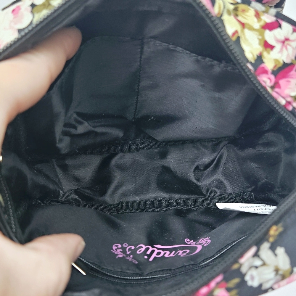 Vintage 90's Womens Candie's Black Floral Crossbody Bag Purse With Bow NWOT - Picture 10 of 13